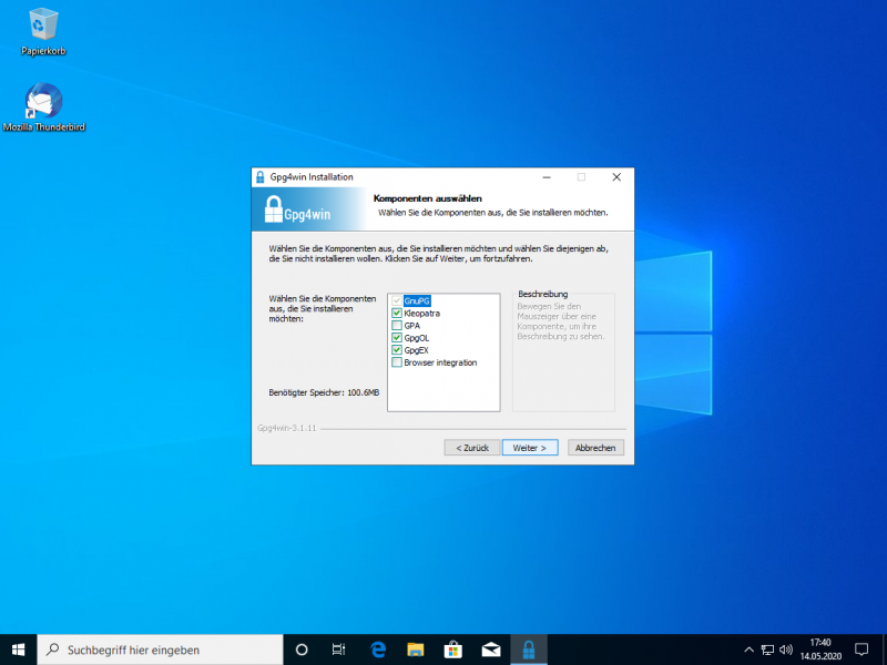 Belassen Sie die Softwareauswahl auf der Standardeinstellung